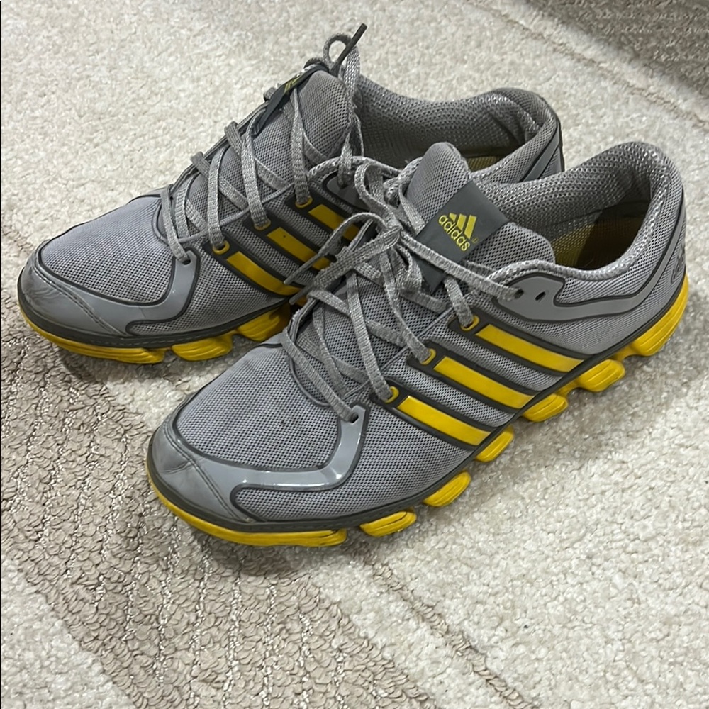 Adidas Gray and Yellow Athletic Sneakers